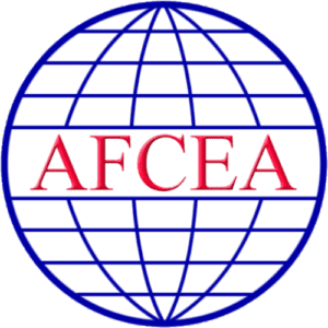 Afcea logo showcasing a globe-centric design.
