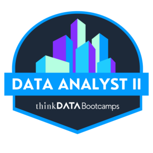 Data Analyst II Bootcamp logo with city skyline.