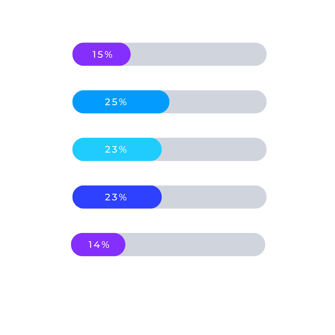 Data skills and knowledge breakdown chart.