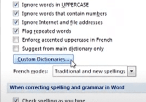 Remove a word from the custom dictionary