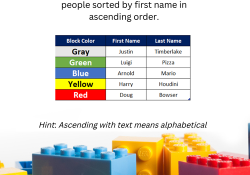 Data Literacy Sorting challenge 1 for all ages.